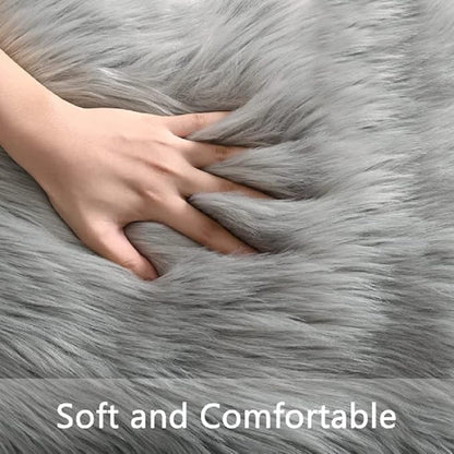 Light Silver Gray Faux Washable Shaggy Fur Rugs for Bedroom Plush Area Rugs for Living Room 2x3 Nursery Rug Home Room Décor