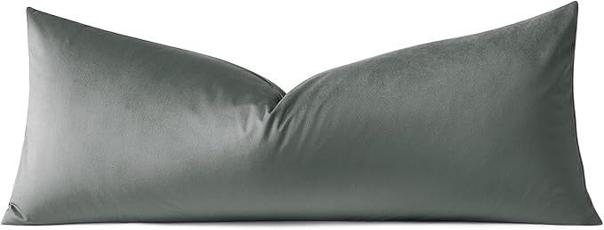 Artscope Luxury Velvet Lumbar Pillow Cover Super Soft Decorative Rectangle Throw Pillow Covers Case Cushion Covers for Sofa Couch Bedroom Car Decor 14x36 Inch Dark Grey