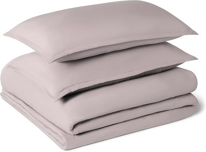 Amazon Basics Brushed Microfiber Comforter Set, Extra Soft with Natural Texture, 3-Piece, King, Purple