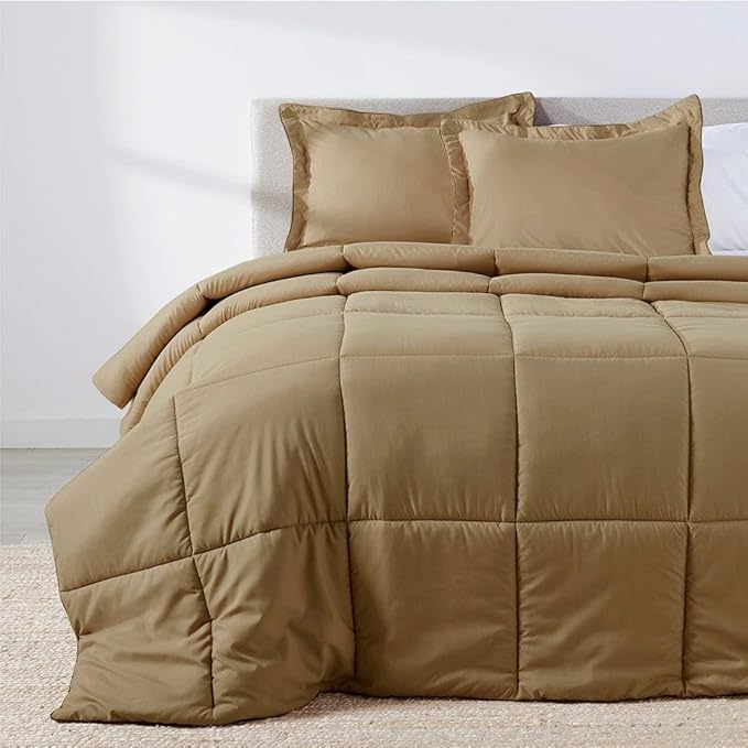 PeachSkinSheets Night Sweats: The Original 1500TC Soft Super King/Cal King Oversized Comforter Set Light Mocha
