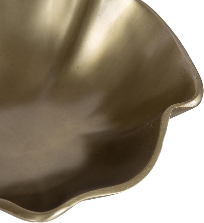 Kate and Laurel Flutte Scalloped Decorative Metal Serving Bowl, 10 x 10 x 3, Antique Brass, Modern Wavy Fruit Bowl for Kitchen Counter or Use as Tabletop Storage for an Entryway Table