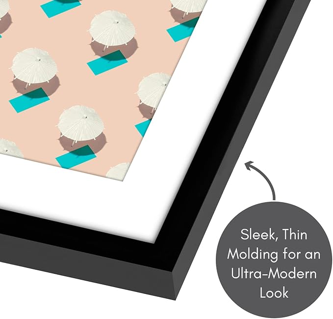 Americanflat 6x6 Picture Frame with Shatter-Resistant Glass - Use as 4x4 Frame with Mat or Display 6x6 Photo Without Mat - Streamline Collection - Square Frames for Tabletop or Wall - Black