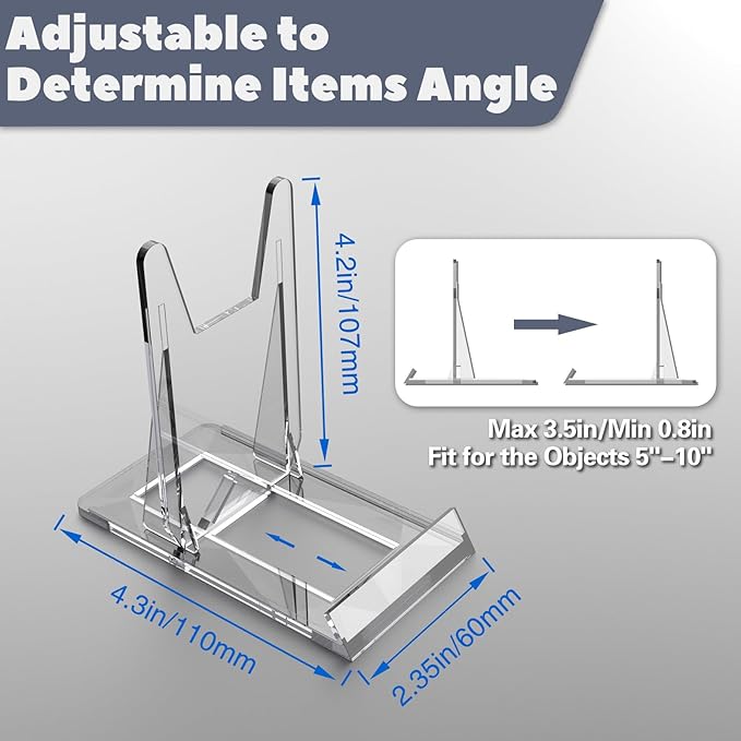 Acrylic Book Stands for Display,20 Pack Adjustable Book Display Stand Small Easels for Display Magazine Comic Book CD Display DVD Postcard Holder