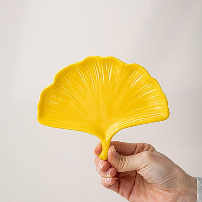 Ceramic Jewelry Tray Trinket Dish, Jewelry Dish for Women, Ginkgo Leaf Ceramic Plate, Ring Dish Holder for Earrings Necklace Organizer, Mother's Day Christmas Birthday Gift