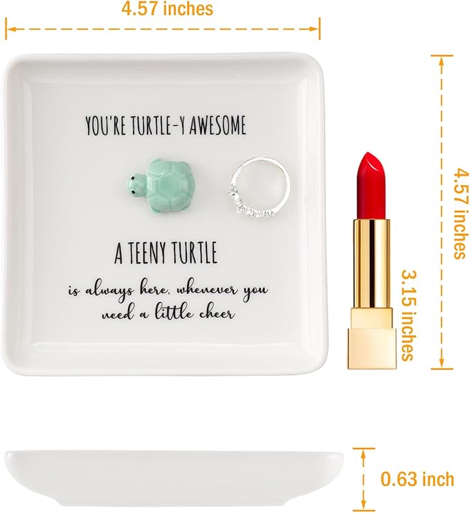 HOME SMILE Turtle Ring Dish Tray- Birthday Gifts for Women Friends Mothers Day Graduation Teacher Appreciation Retirement Christmas,You're Turtley Awesome