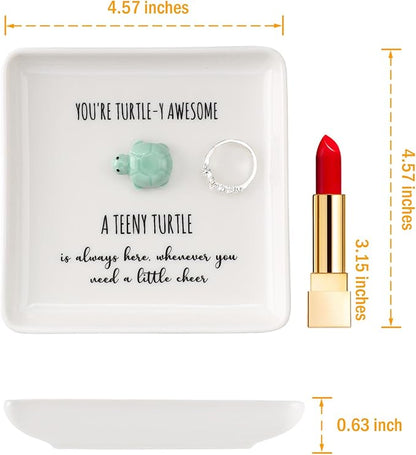 HOME SMILE Turtle Ring Dish Tray- Birthday Gifts for Women Friends Mothers Day Graduation Teacher Appreciation Retirement Christmas,You're Turtley Awesome