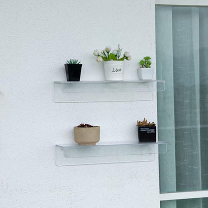 4 Pcak Clear Acrylic Shelves for Bedroom,Room,15 Inch Bathroom Wall Shelf & Organizer,Invisible Floating Shelves & Wall Storage for Collectibles Perfume Shelf,Record,Funko Pop,Lego Display,Bookshelf