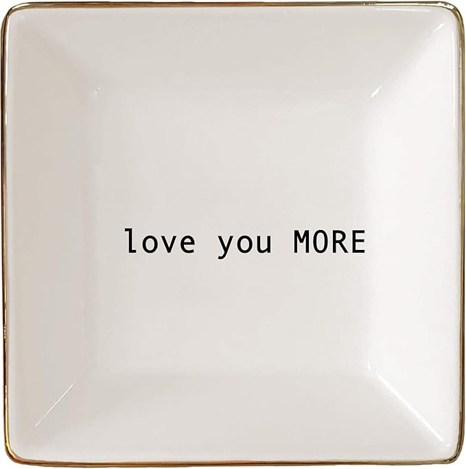 Simply Charmed Love You More Christmas Gift | Husband and Wife Ring Dish | Jewelry Ring Holder | Elegant Trinket Tray Organizer Dish | Gift for Loved One