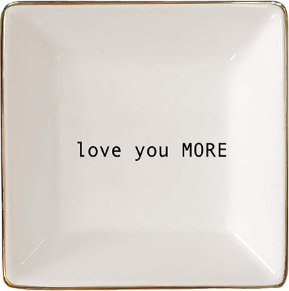 Simply Charmed Love You More Christmas Gift | Husband and Wife Ring Dish | Jewelry Ring Holder | Elegant Trinket Tray Organizer Dish | Gift for Loved One