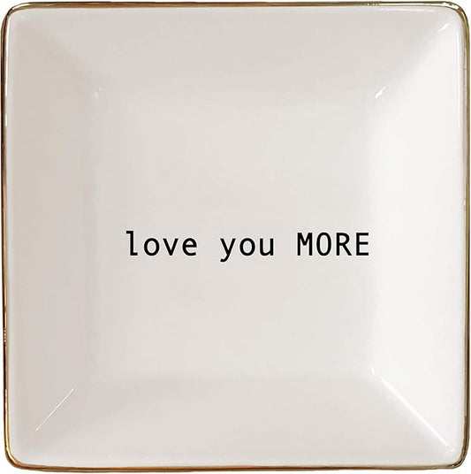 Simply Charmed Love You More Christmas Gift | Husband and Wife Ring Dish | Jewelry Ring Holder | Elegant Trinket Tray Organizer Dish | Gift for Loved One