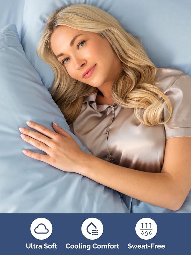 Extra Deep Cal King Sheet Set - 6 Piece Breathable and Cooling Sheets - Hotel Luxury Bed Sheets Set - Easy Fit - Soft, Wrinkle Free and Comfy Sheets Set - Sky Blue Sheet Set with Extra Deep Pockets