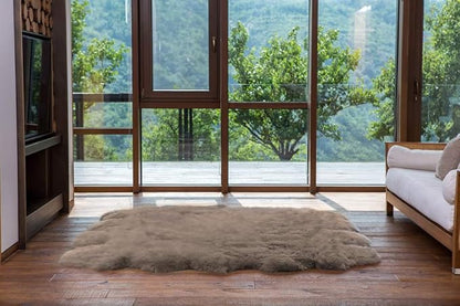 WaySoft New Zealand Sheepskin Area Rug – Genuine Fluffy Wool, Multiple Sizes, Bedroom or Living Room Decor(6ft x 7ft,Grey Beige)