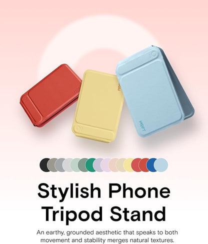 MOFT Phone Tripod Stand Selfie Stick for iPhone, Multi-Angles iPhone Stand, Lightweight & Portable Phone Holder, Strong Magnets, MOVAS Vegan Leather, Travel Essentials, Sunset (Without Card Slot)