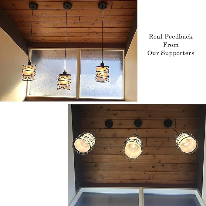 Modern Mini Pendant Light Fixture Kitchen Island Pendant Lighting 6.30''Matte Black Spiral Cage and Handblown Frosted Haze Glass Shade Hanging Lamp Adjustable Cord for Dining Room 1 Pack