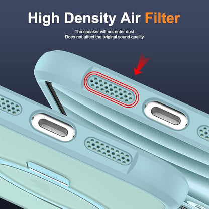 Compatible with iPhone 17 Case with Invisible Magnetic O-Ring Stand Military-Grade Translucent Phone Case for iPhone 17 6.3" [Compatible with Mag-Safe][Great Grip Feeling], Blue