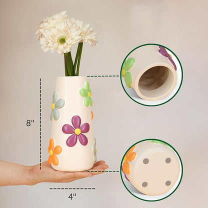 GUGUGO Black and White Flower Vase Home Decor, 8-Inch-Tall Funky Mushroom Decor, Boho Vases for Centerpieces, Unique Colorful Decorative Vase, Cute Room Decor Aesthetic