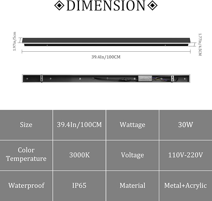 2 Pack 40Inch Long Outdoor LED Wall Lights 3000K Modern Exterior Wall Light Fixtures IP65 Waterproof for House Porch Courtyard