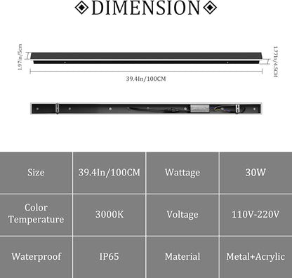 2 Pack 40Inch Long Outdoor LED Wall Lights 3000K Modern Exterior Wall Light Fixtures IP65 Waterproof for House Porch Courtyard