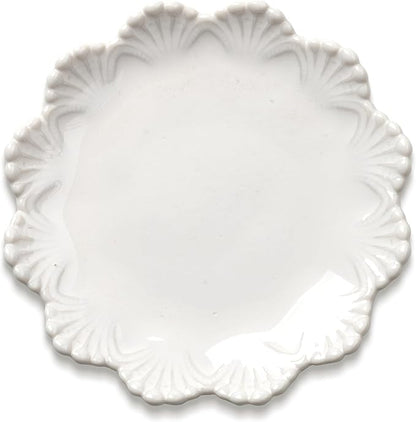 Ceramic Jewelry Dish, Decorative Tray for Rings Earrings Necklaces Bracelet Watch Keys, 4.50" Trinket Tray as Gifts for Women (White Shell)