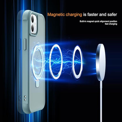 Compatible with iPhone 11 Case with Invisible Magnetic O-Ring Stand Military-Grade Translucent Case for iPhone 11 6.1" [Compatible with Mag-Safe][Great Grip Feeling], Blue