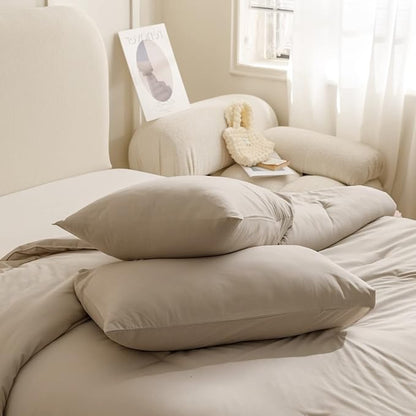 ROSGONIA Oversized Queen Comforter Oatmeal, 3pcs (1 Comforter & 2 Pillowcases) Lightweight Oversized Queen Comforter Sets Bedding Blanket Quilts