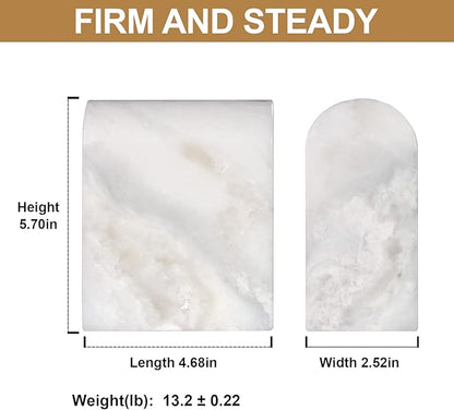 Koville African Natural Marble Bookends for Shelves, Non-Slip Book Ends, 13LBS Ultra Heavy Duty Marble Book Holder Organizer, Apartment Decor for Movies/CD/Video Games(Namib Fantasy)