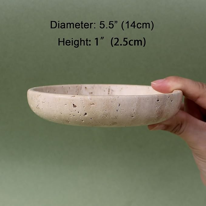 Natural Travertine Marble Jewelry Dish 5.5", Trinket Dish for Ring Earring, Gift for Woman Daugther(Beige Travertine)