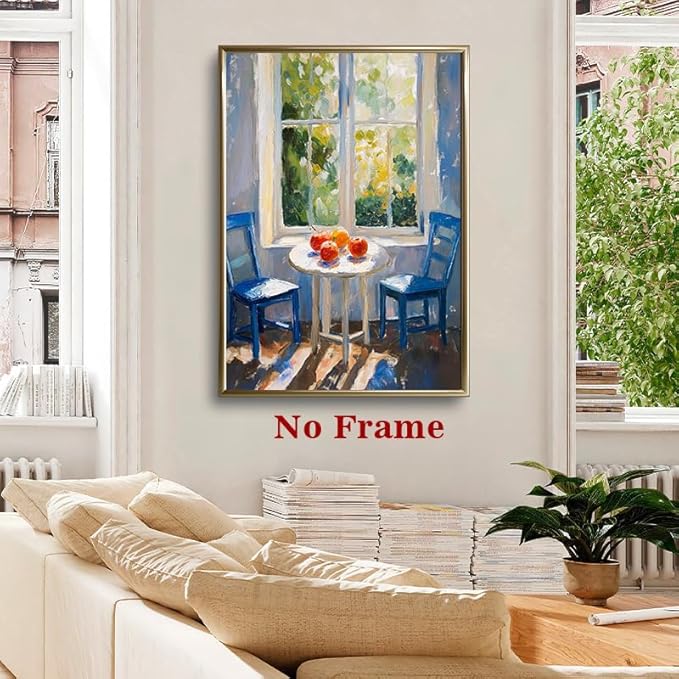 Farmhouse Rustic Pictures Window Botanical Wall Art Still Life Fruit Prints Green Landscape Painting Forest Nature Posters Green Plant Artwork Window View Pictures for Living Room 16x24in No Frame