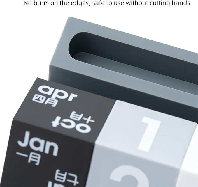 Block Calendar for Desk, Daily Desktop Perpetual Desk Calendar, Cute Date Display Blocks Desk Accessory for Home Office Decor, Teacher, Classroom, Reusable Yearly (Grey, With phone holder)