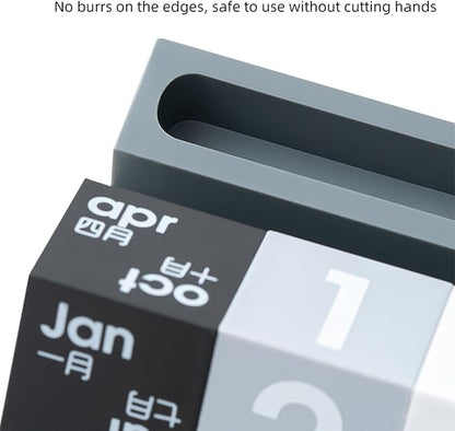 Block Calendar for Desk, Daily Desktop Perpetual Desk Calendar, Cute Date Display Blocks Desk Accessory for Home Office Decor, Teacher, Classroom, Reusable Yearly (Grey, With phone holder)