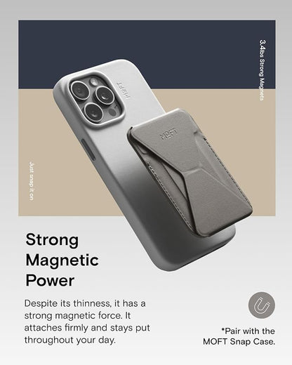 MOFT Magnetic Wallet Stand Compatible with iPhone 17/16/15/14/13/12 Series, Angle Adjustment & Magsafe Compatible MOVAS Phone Stand,Taupe