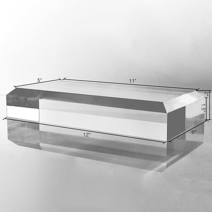CiaoHER 2in Thickness Beveled Solid Acrylic Display Block Clear Polished Pedestal Stand Riser Solid Base (6x12)