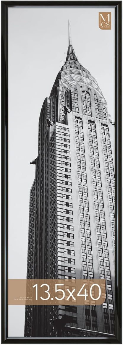 MCS Trendsetter 13.5x40 Poster Frame Black High-Gloss, Vertical & Horizontal Wall Hanging Large Picture Frame for Photos, Posters & Art Prints (1-Pack)