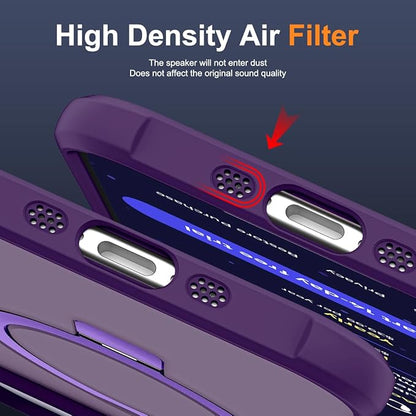 Compatible with iPhone 17 Air Case with Invisible Magnetic O-Ring Stand Military-Grade Translucent Phone Case for iPhone 17 Air 6.5" [Compatible with Mag-Safe][Great Grip Feeling], Purple