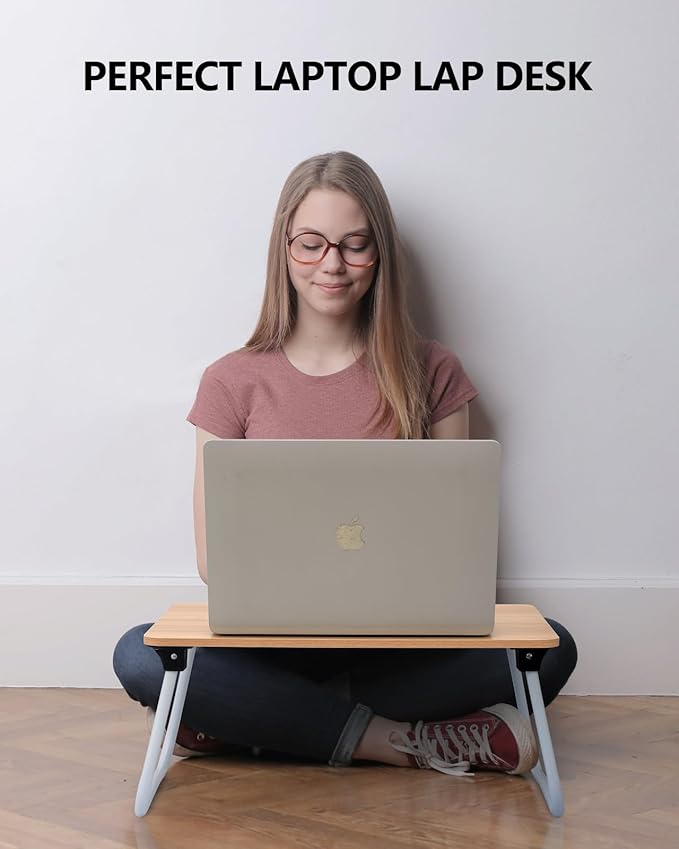 Portable Lap Desk Bed Desk Lap Table Bed Table, Laptop Stand Breakfast Serving Tray, Foldable & Lightweight Mini Table, Lap Tablet Desk for Sofa Couch Floor - - Wood