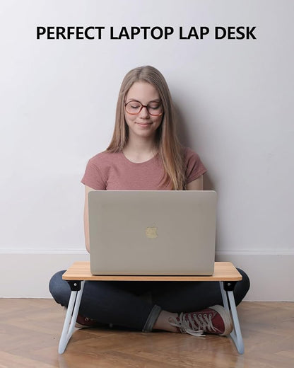 Portable Lap Desk Bed Desk Lap Table Bed Table, Laptop Stand Breakfast Serving Tray, Foldable & Lightweight Mini Table, Lap Tablet Desk for Sofa Couch Floor - - Wood
