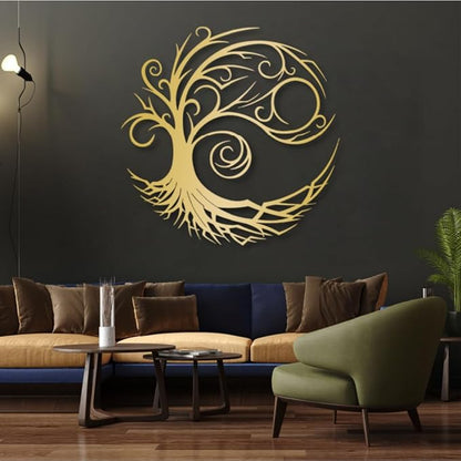 Yemwot Metal Tree of Life Wall Decor, Circle of Life Metal Tree Wall Art, Branch Art, Spiritual Decor, Modern Sculpture Decoration, Living Room Bedroom Decoration (White, 29"x 29"| 76x76cm)