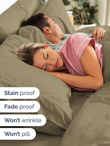 Extra Deep King Sheet Set - 6 Piece Breathable and Cooling Sheets - Hotel Luxury Bed Sheets Set - Easy & Secure Fit - Soft, Wrinkle Free and Comfy Sheets Set - Khaki Sheet Set with Extra Deep Pockets