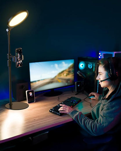 7" Ring Light with Stand for Desk, 3000K-6500K, 30 Lighting Modes for Video Conference, Zoom Lighting for Computer, Adjustable Dimmable Desk Light for Video Recording, Calls, Podcast, Stream, CRI 97.8