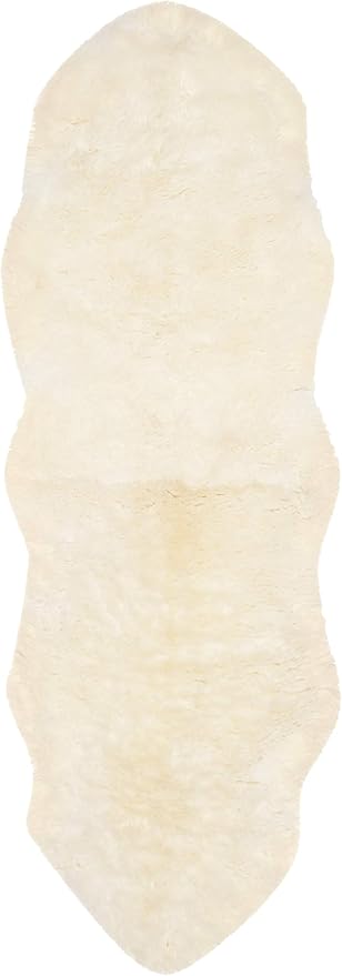 SAFAVIEH Sheep Skin Collection Runner Rug - 2' x 9', Natural & White, Handmade Rustic Glam Genuine Pelt, 3.4-inch Thick Ideal for High Traffic Areas in Living Room, Bedroom (SHS211A)