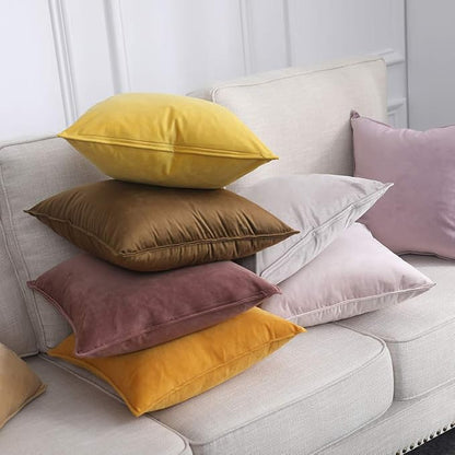 MIULEE Pack of 2 Decorative Velvet Throw Pillow Cover Soft Jam Pillow Cover Soild Square Cushion Case for Sofa Bedroom Car 18x 18 Inch 45x 45cm