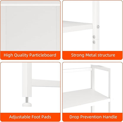Desk Shelf with Drawer, 41.3" Desktop Organizer Shelf, Desk Hutch for Computer Monitor Max 32", 3 Tier Desktop Display Rack, Wooden Desk Top Bookshelf Storage Rack for Home Office Dorm, White