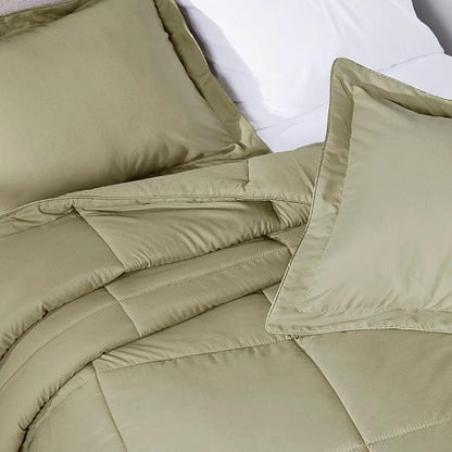 PeachSkinSheets Night Sweats: The Original 1500TC Soft Super King/Cal King Oversized Comforter Set Sage Green