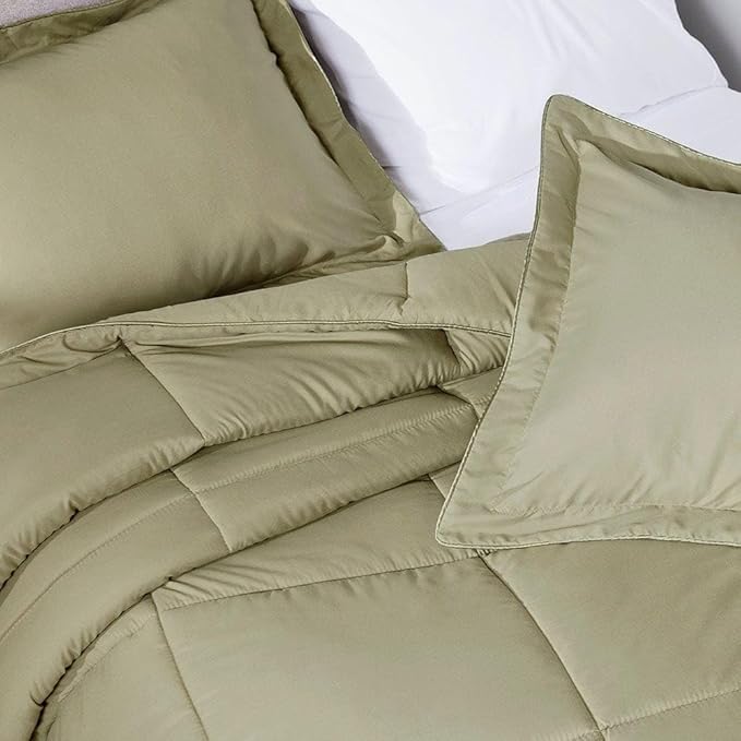 PeachSkinSheets Night Sweats: The Original 1500TC Soft Super Full/XL Full Oversized Comforter Set Sage Green