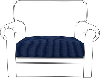 Easy-Going Stretch Chair Cushion Cover Sofa Cushion Furniture Protector Sofa Seat Sofa Slipcover Sofa Cover Soft Flexibility with Elastic Bottom(Chair Cushion, Navy)