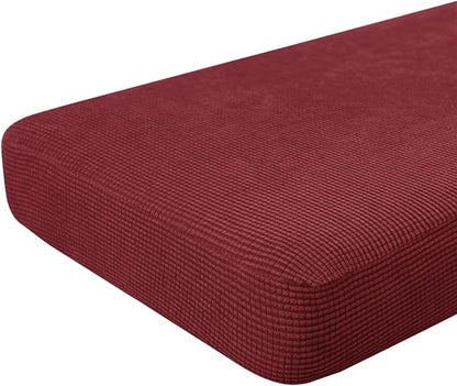 Hokway Couch Cushion Covers Christmas Wine Red Stretch Cushion Covers Sofa Seat Cushion Slipcover Cushion Protector(Wine, Medium)