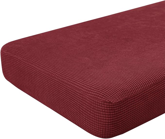 Hokway Couch Cushion Covers Christmas Wine Red Stretch Cushion Covers Sofa Seat Cushion Slipcover Cushion Protector(Wine, Large)