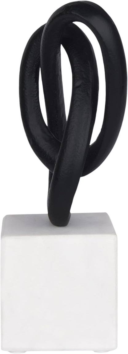 Cruiser’s Caché Entwined Love Sculpture, Artisan-Made Cast Aluminum with Black Anthracite Finish, Natural Marble Base, 10"