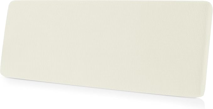 CHUN YI Stretch Couch Cushion Cover Suitable for 3 Settee, Individual Replacement Sofa Seat Slipcover with Elastic Spandex Jacquard Fabric(Large,Ivory White/Cream)