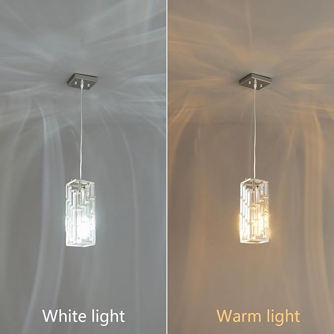 Brass Nickel Pendant Lighting Modern Pendant Light, Mini Crystal Chandeliers,Adjustable Pendant Light Fixture for Kitchen Island Dinning Room Bedroom (1 Pack)
